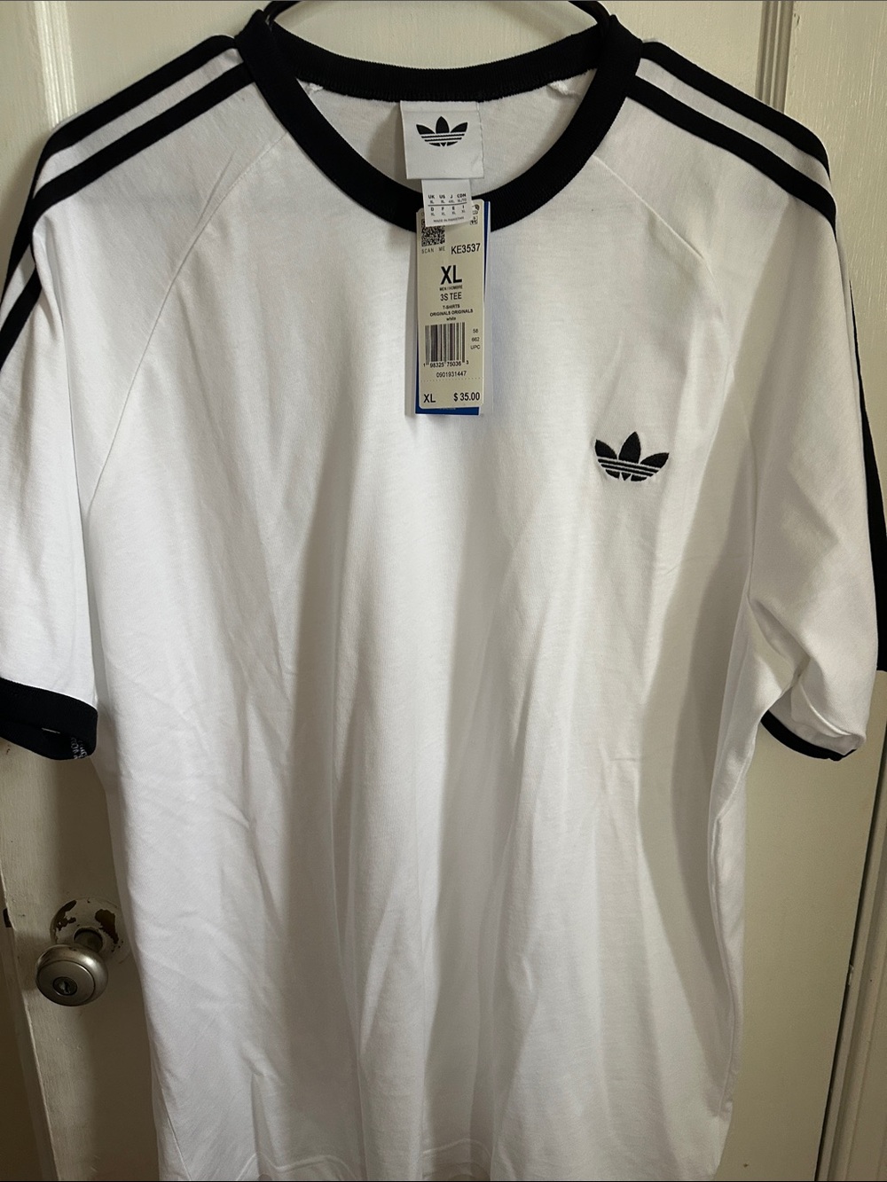 adidas Originals White and Black Trefoil Ringer Tee - Picture 2 of 3